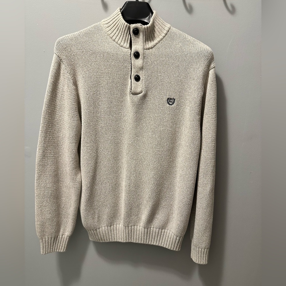 Men's Chap’s Cream Button-Neck Knit Sweater